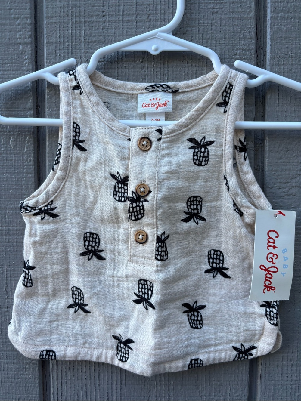 Cat & Jack Pineapple-Print Tank Top - Cream & Black